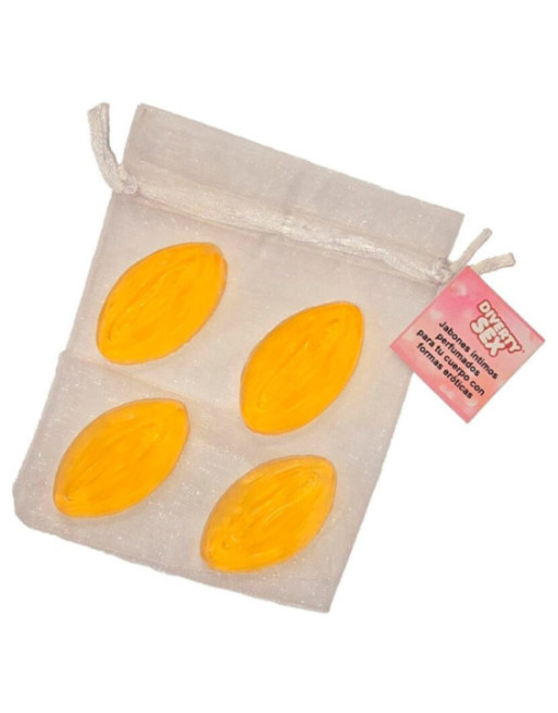 DIABLO PICANTE - 4 MINI SAPONI A FORMA DI VAGINA GIALLO