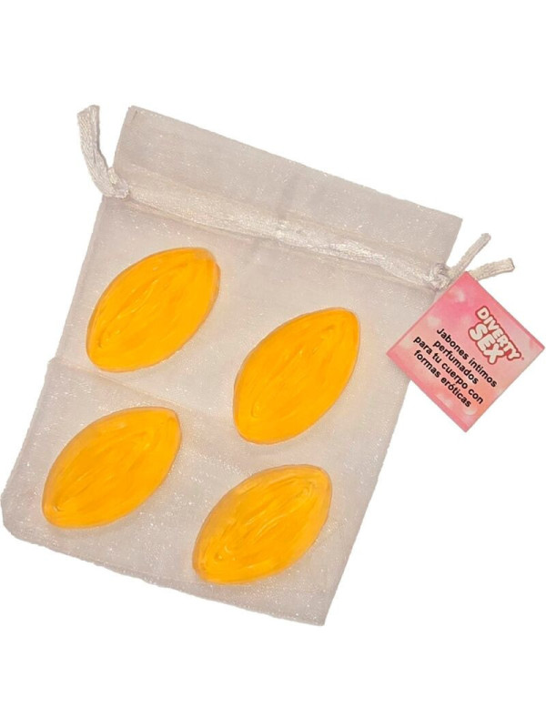 DIABLO PICANTE - 4 MINI SAPONI A FORMA DI VAGINA GIALLO