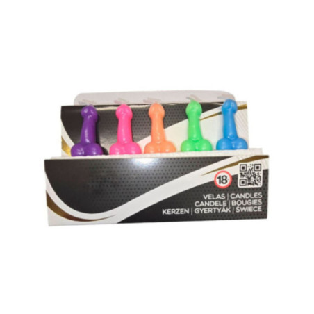 DIABLO PICANTE - SCATOLA DA 5 CANDELE A FORMA DI PENE IN DIVERSI COLORI