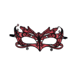 QUEEN LINGERIE - MASCHERA IN PIZZO CON DETTAGLI ROSSI