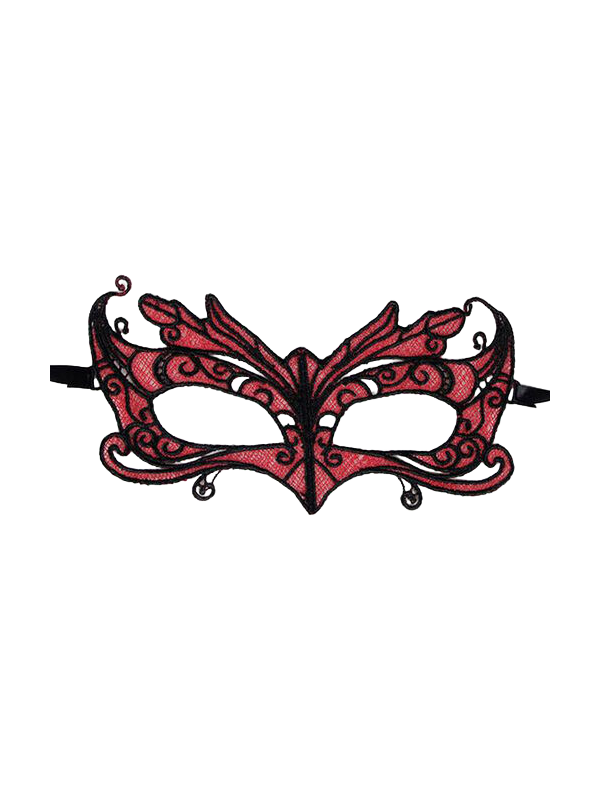 QUEEN LINGERIE - MASCHERA IN PIZZO CON DETTAGLI ROSSI