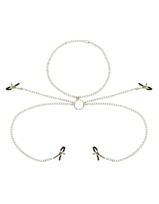 OHMAMA FETISH 4 MORSETTI PER CAPEZZOLI CON COLLANA A CATENA