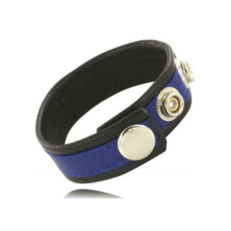 LEATHER BODY - CINTURINO IN PELLE REGOLABILE PER PENE BLU-NERO
