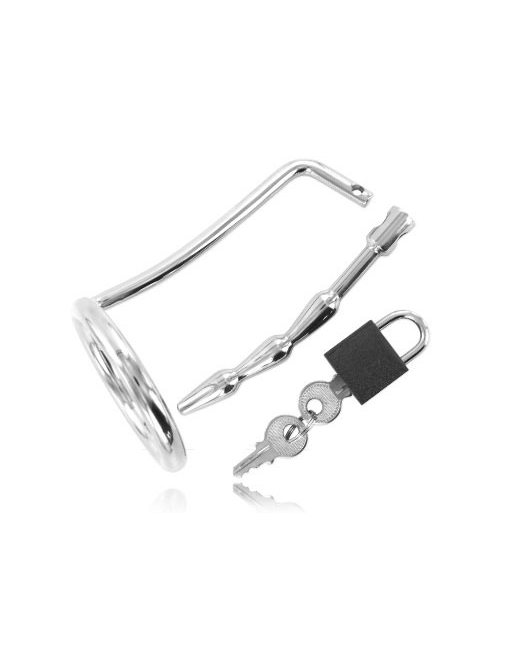 METAL HARD - ANELLO PER TESTICOLI CON TAPPO DI CASTIT URETRALE