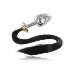 METAL HARD - PLUG ANALE IN ACCIAIO METALLIZZATO CON CODA 8,89 CM