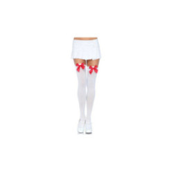 LEG AVENUE - CALZAMAGLIA IN NYLON CON FIOCCO BIANCO/ROSSO