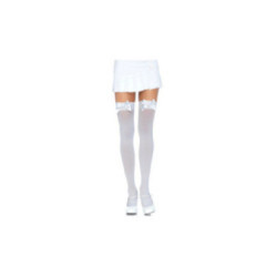 LEG AVENUE - CALZAMAGLIA IN NYLON CON FIOCCO BIANCO/BIANCO
