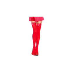 LEG AVENUE - CALZAMAGLIA IN NYLON CON FIOCCO ROSSO TAGLIA UNICA