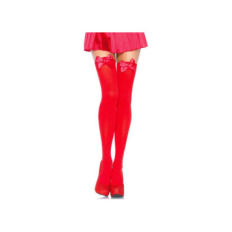 LEG AVENUE - CALZAMAGLIA IN NYLON CON FIOCCO ROSSO TAGLIA UNICA