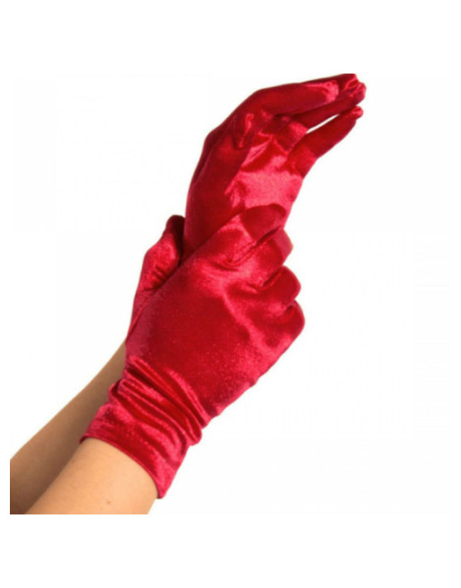 LEG AVENUE - GUANTI IN RASO ROSSO