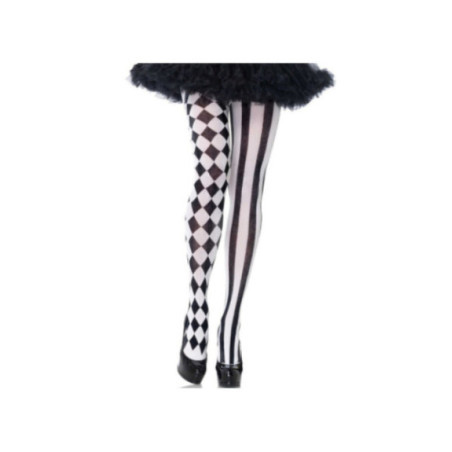 LEG AVENUE - COLLANT ARLECCHINO NERO/BIANCO