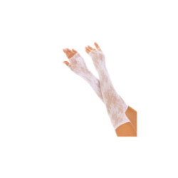 LEG AVENUE - GUANTI SENZA DITA IN RETE FLOREALE BIANCO